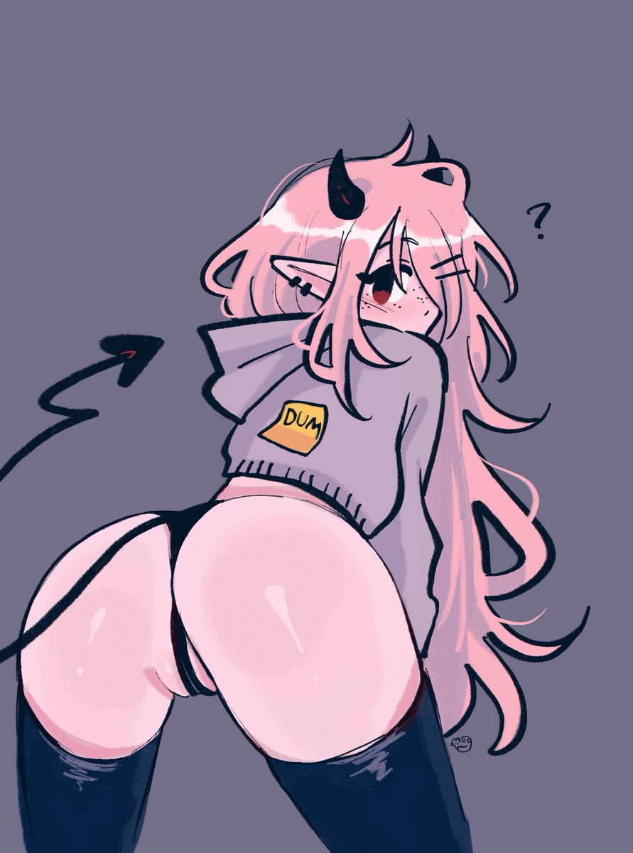 ass, ass focus, black panties, hoodie, june (megrocks), long hair, looking at viewer, looking back, megrocks, oc, panties