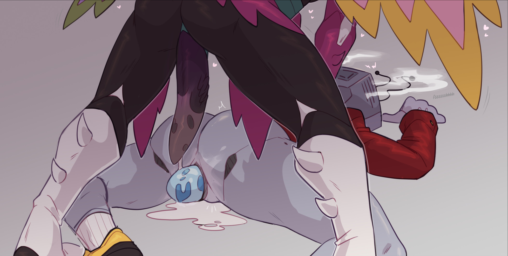 after sex, back view, backshots, colored penis, cum, cum inside, cuntboy, deltarune, egg, egg laying, furry, gay, gay sex, johnnywilcocks, legs spread, male, ovipositor, penis, post-orgasm, prone bone, spamtenna, spamton g spamton, spamton neo, spread legs, steam, steaming body, tagme, tenna (deltarune), yaoi