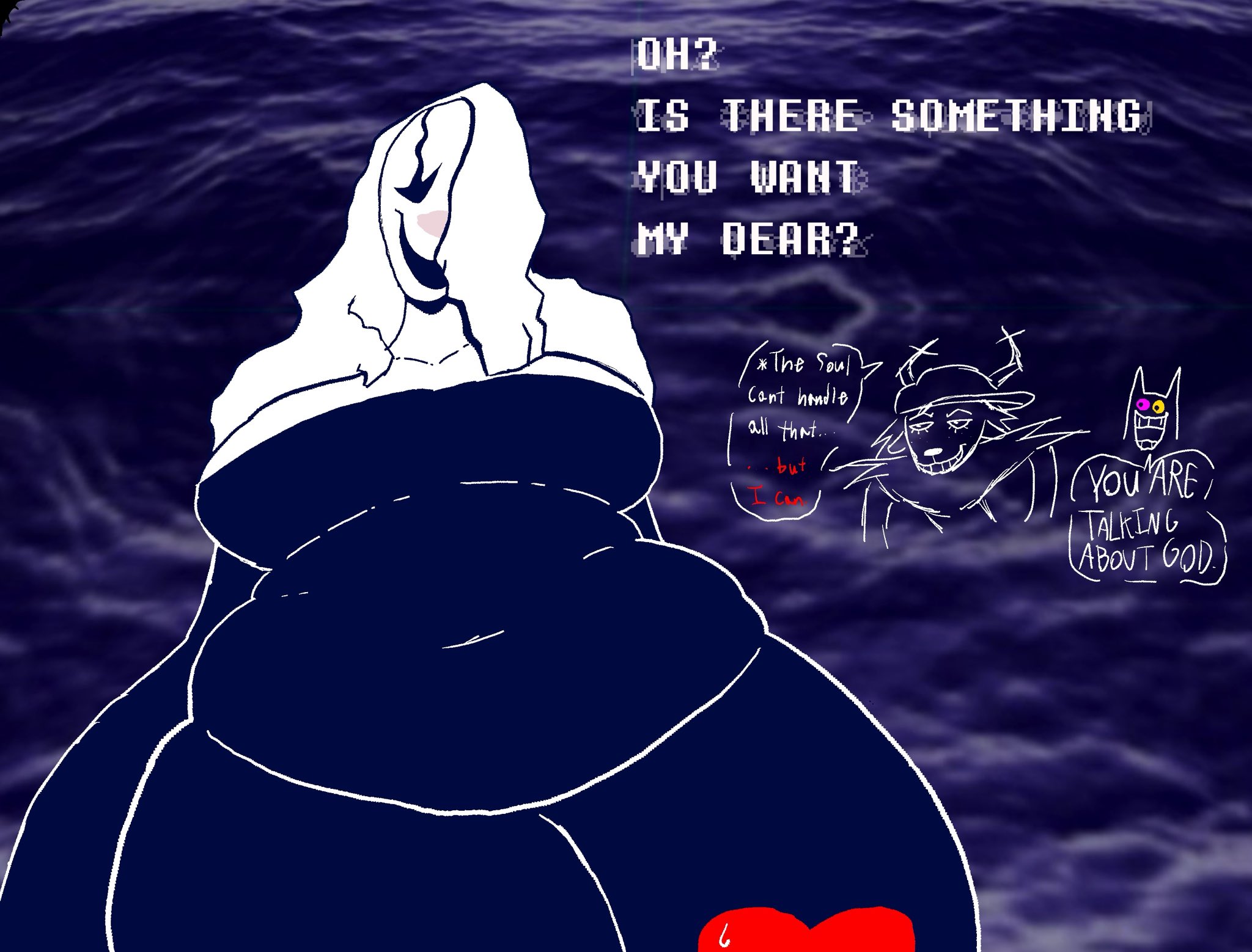 autumnart, autumnsarttehe, bbw, belly, big belly, big breasts, breasts, chubby, chubby female, deltarune, dess holiday, fem gaster, female, friend (deltarune), gaster, genderswap, genderswap (mtf), hair, hair over one eye, overweight, overweight female, roaring knight, rule 63, soul (deltarune), survey program, undertale, undertale (series), white hair