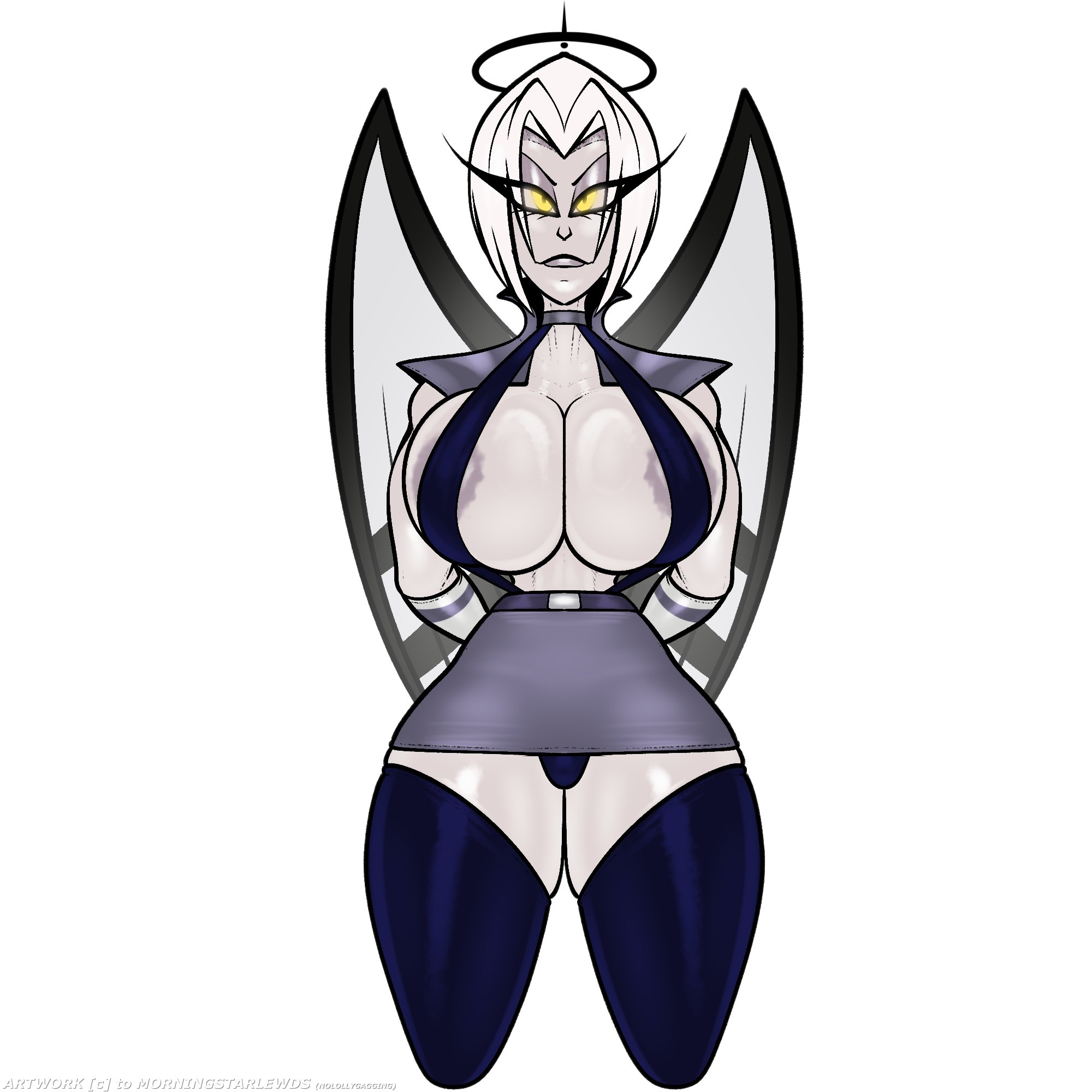 big ass, big breasts, bikini, breasts, casual nudity, clothed, female, female only, hazbin hotel, inner sideboob, lute (hazbin hotel), morningstarlewds, revealing clothes, sideass, sideboob, sling bikini, teasing, underass