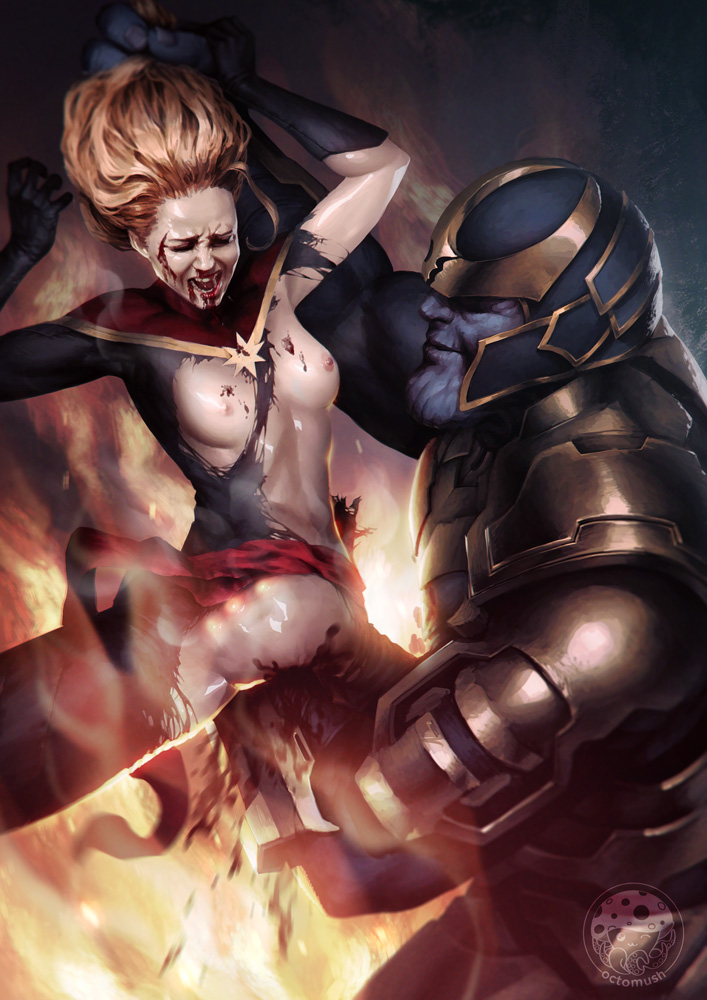 1boy 1girls actress armor armpit belly blonde_hair blood blue_skin bodysuit breasts brie_larson captain_marvel carol_danvers celebrity closed_eyes female fisting guro legs long_hair male marvel marvel_comics mushroompus navel nipples open_mouth pussy rape spread_legs teeth thanos thighs tongue torn_clothes vagina