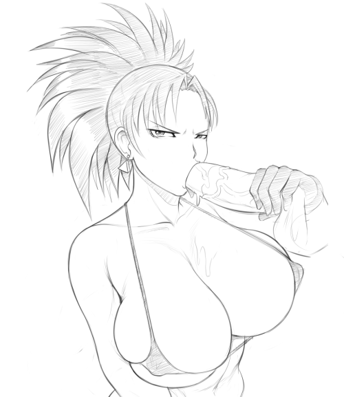 1boy 1girls alternate_breast_size big_breasts bikini blowjob breasts fellatio female gloves grey_impact huge_breasts ikari_warriors king_of_fighters large_breasts leona_heidern male oral snk straight