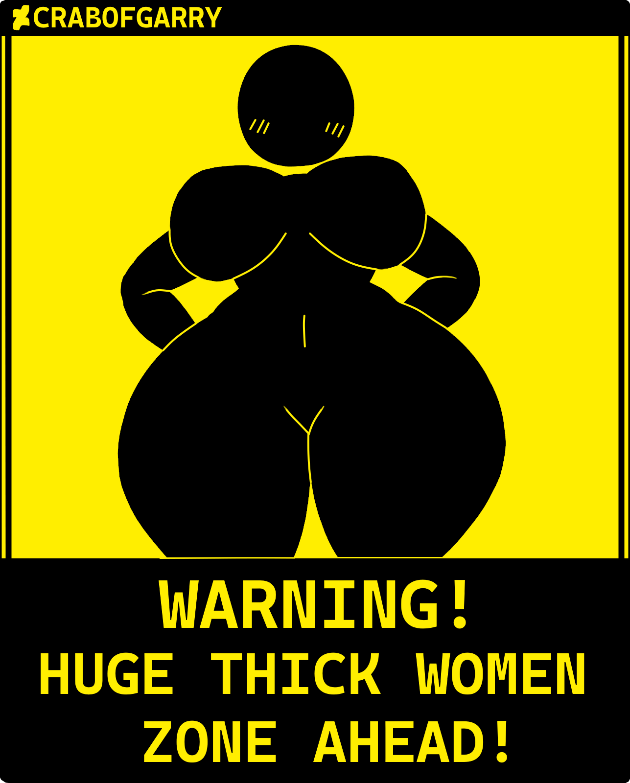 1girls, breasts, crabofgarry, female, huge breasts, tagme, thick thighs, warning sign person, wide hips
