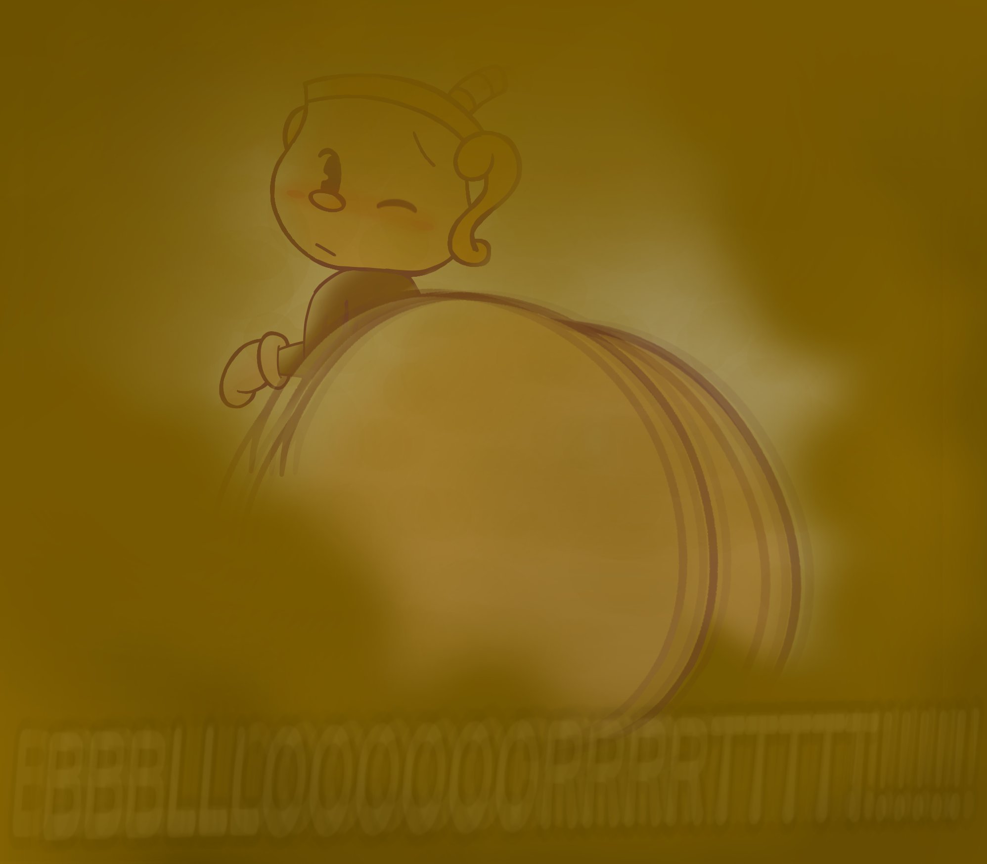 1girls, ass, ass focus, big ass, blush, cartoony, cuphead (game), cute, fart, fart cloud, fart fetish, farting, fat ass, female, huge fart, ms. chalice, solo, thebuttden, wink