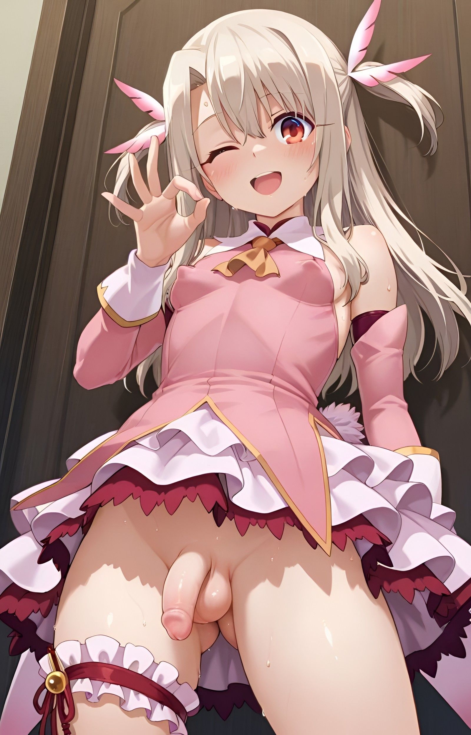 ai generated, covered nipples, dickgirl, fate (series), fate/grand order, fate/kaleid liner prisma illya, futa only, futanari, genderswap, genderswap (ftm), illyasviel von einzbern, intersex, makayai, prisma illya, rule 63