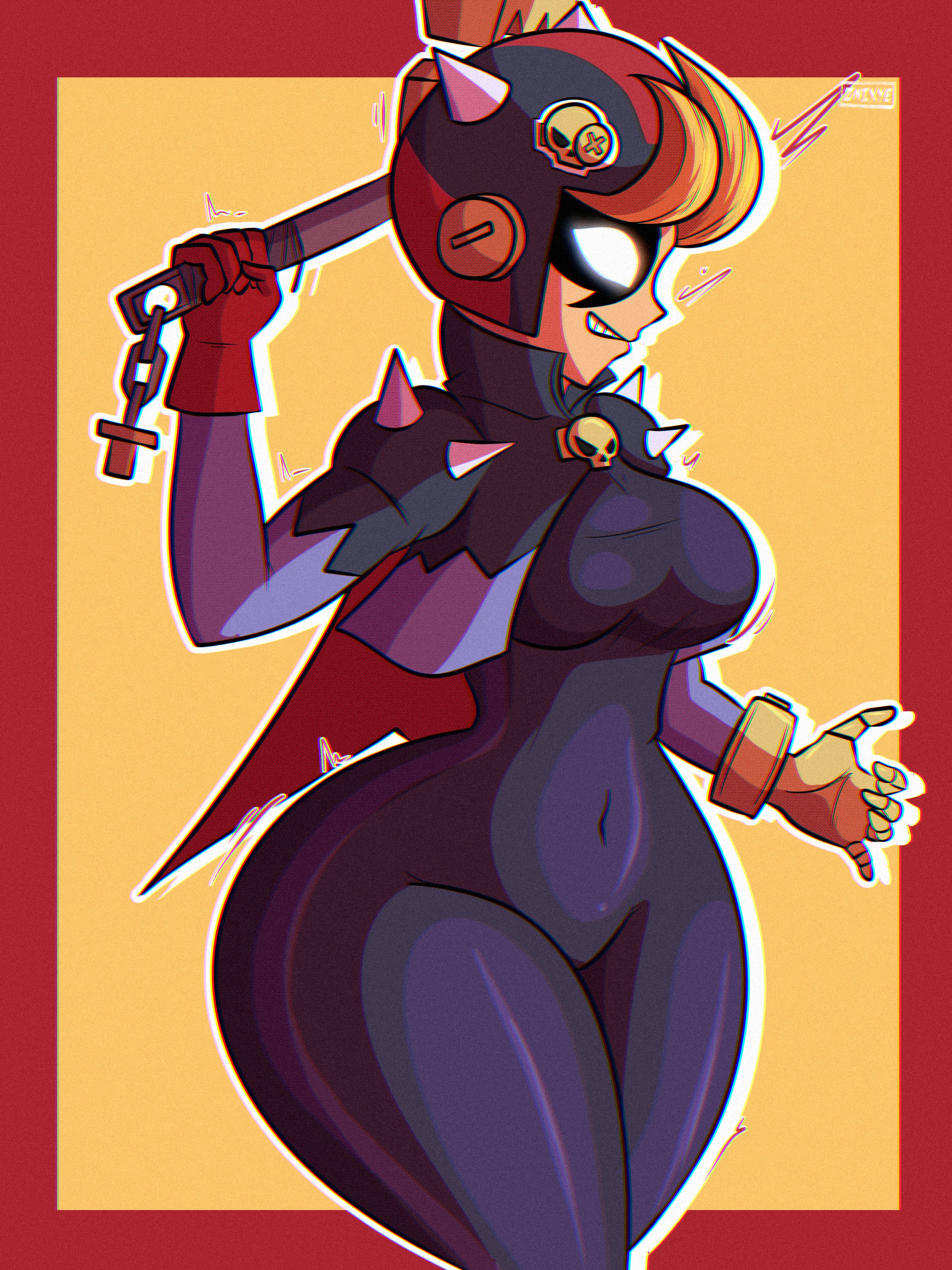 1girls, ass, bibi (brawl stars), big ass, big breasts, brawl stars, breasts, female, justice smasher bibi (brawl stars), massive thighs, thick thighs, villainess, wide hips, wrench, znixye