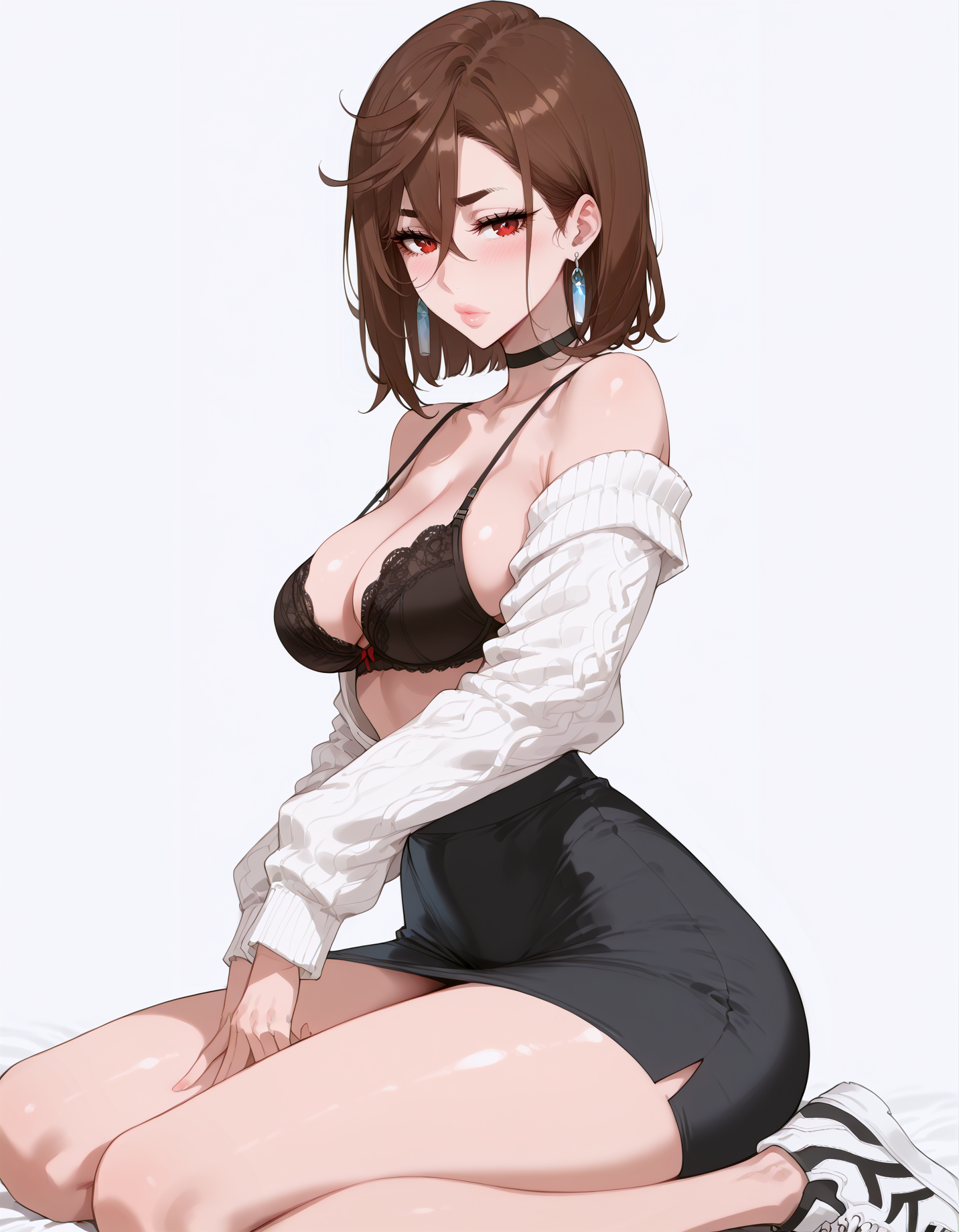 1girls, ai generated, ayase momo, brown hair, dandadan, female, lewdwaifulaifu, looking at viewer, slim waist, voluptuous