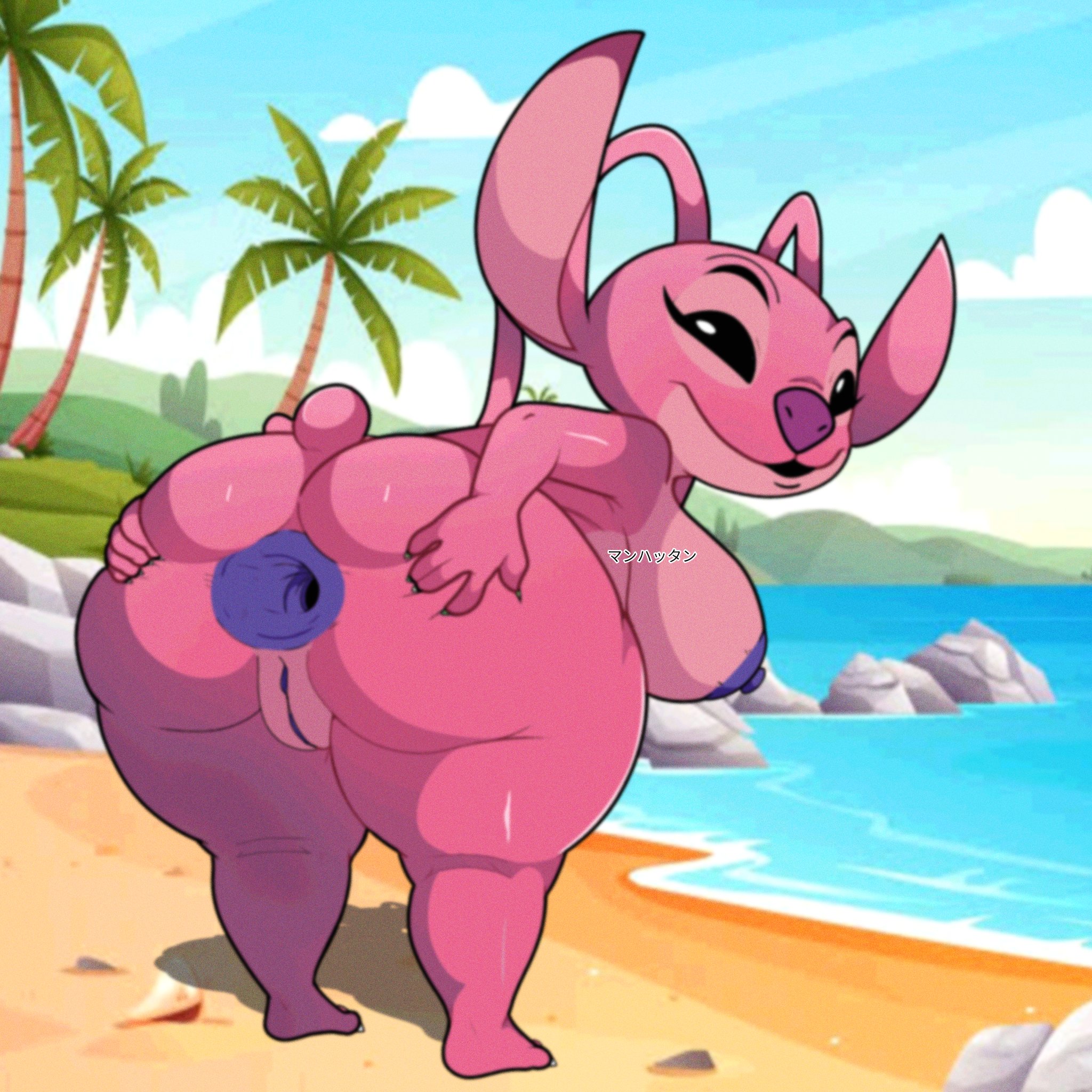 alien, anal invitation, angel (lilo and stitch), ass, ass focus, bending over, bent over, big ass, big butt, disney, disney channel, experiment (lilo and stitch), fat ass, female, furry, furry female, gaping, huge ass, imminent anal, lilo and stitch, pink skin, purple anus, spread anus, spread ass, thick ass, thick thighs