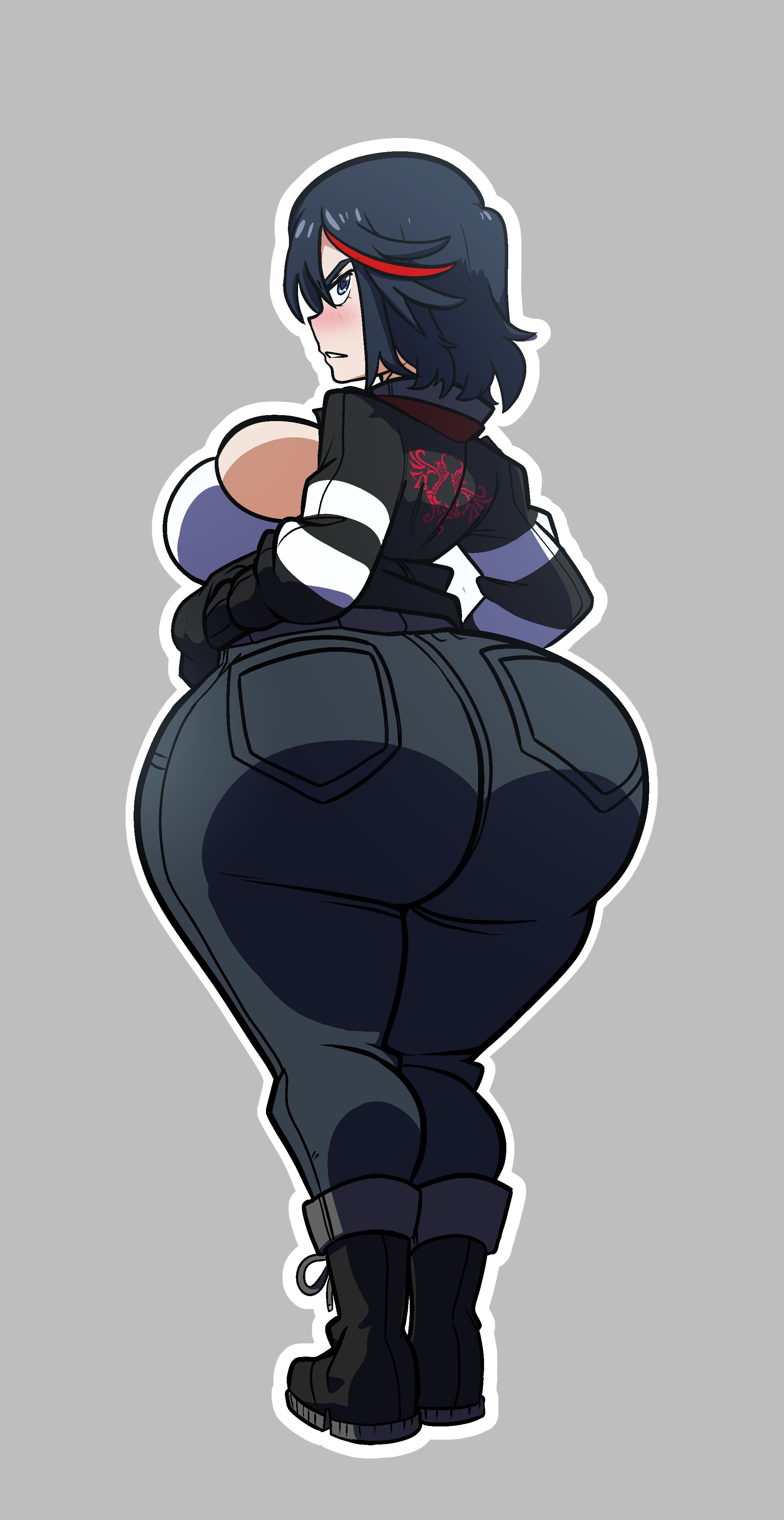 1girls, alex mercer, alex mercer (cosplay), ass, big ass, breasts, female, huge ass, huge breasts, jeans, kill la kill, matoi ryuuko, prototype (game), renniearts00, spade (shape), tagme, thick thighs