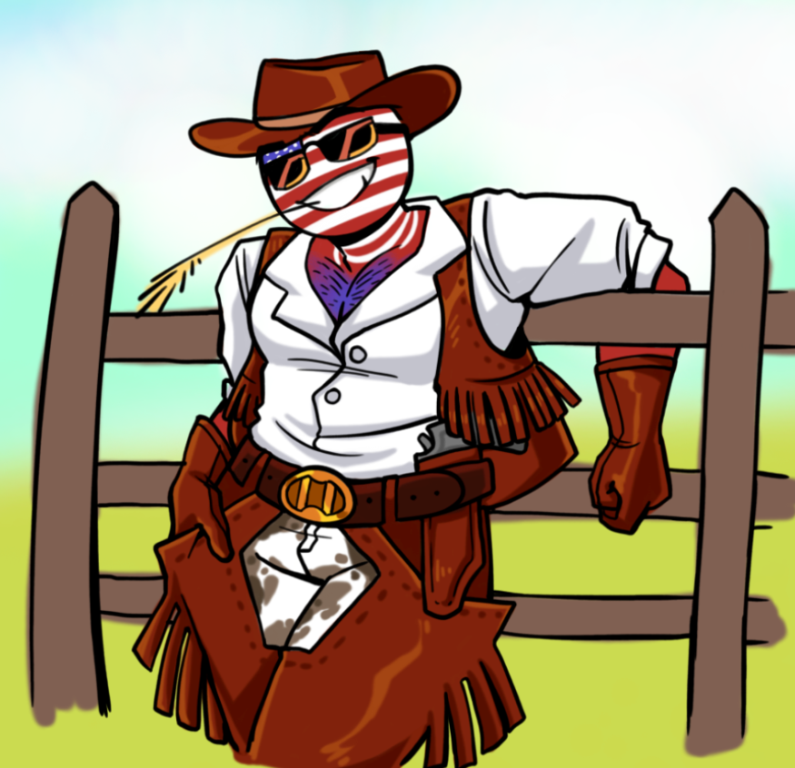 bara bara_tiddies bara_tits chaps chest_hair countryhumans cowboy cowboy_boots cowboy_hat grin male male_focus male_only pecs sfw solo solo_focus solo_male solo_male striped_body stripes sunglasses united_states_of_america_(countryhumans)
