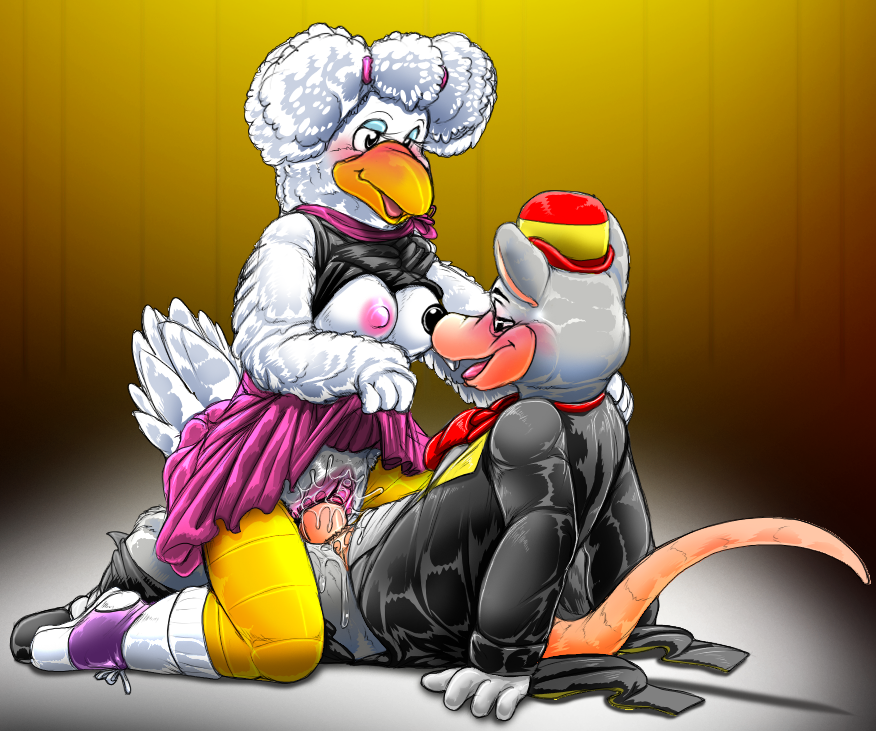 2022 2d 2d_(artwork) 2d_artwork avian big_breasts bird bird_girl blush blushing_female blushing_male blushing_profusely bowler_hat breasts breasts_out canon_couple chicken chicken_girl chuck_e_cheese chuck_e_cheese_(franchise) clothed clothed_female clothed_male clothed_sex cowgirl_position digital_art digital_drawing_(artwork) digital_media_(artwork) female female_focus female_on_top female_penetrated galliform gallus_(genus) grey_fur hat helen_henny interspecies kitsune_youkai lifting_skirt male/female male_on_bottom male_penetrating male_penetrating_female mascot mouse murid pants_down penetration phasianid pussy pussy_juice riding riding_penis rodent shoes skirt skirt_lift sneakers straight straight_sex thick_hips thick_thighs tits_out tuxedo tuxedo_jacket vaginal_penetration vaginal_sex white_feathers white_hair woman_on_top