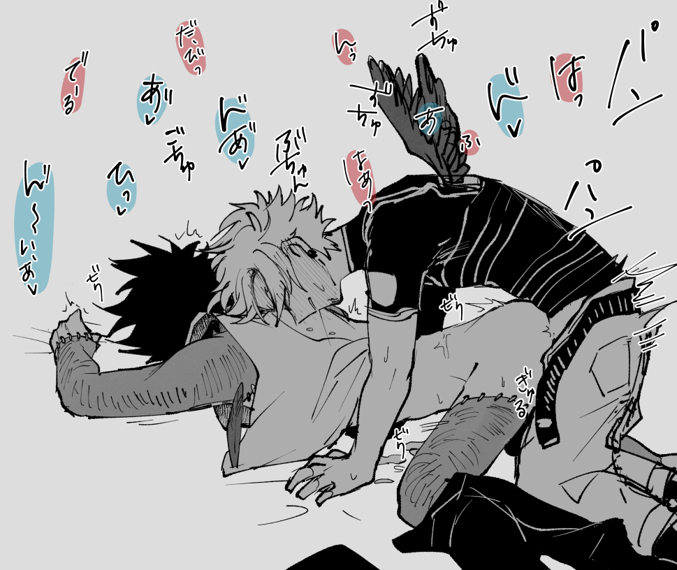 2boys, black and white, boku no hero academia, dabi, doggy style, gay, half naked, half-dressed, hawks (my hero academia), keigo takami, male, my hero academia, touya todoroki, yaoi