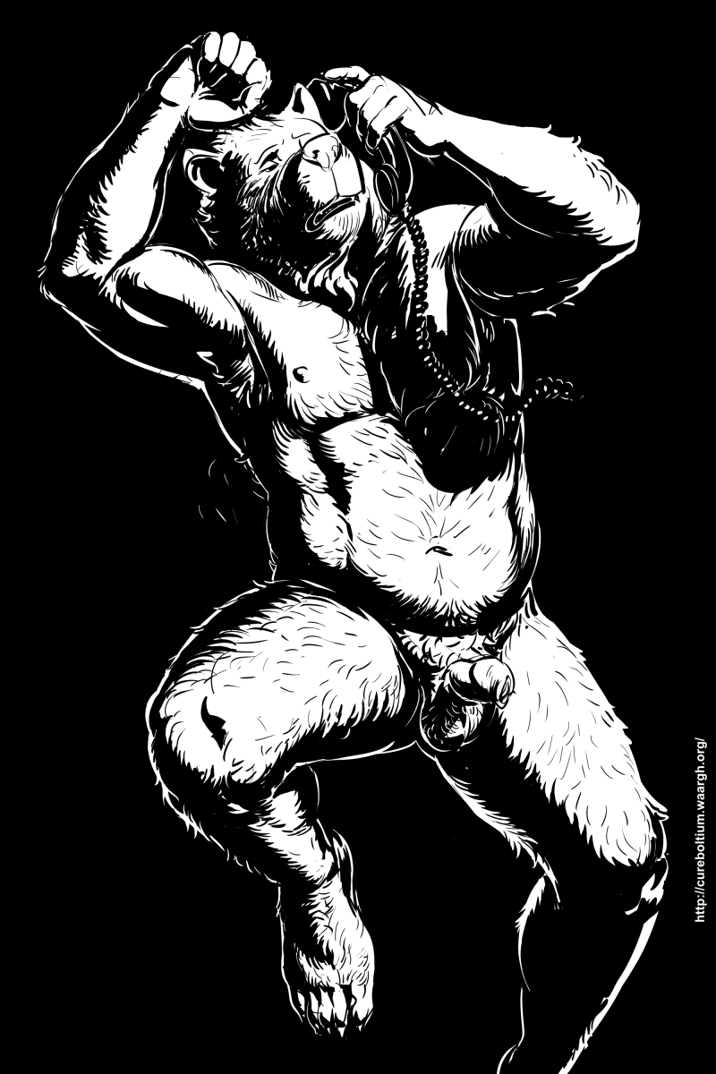 1boy 2015 5_fingers 5_toes anthro armpit_hair armpits balls bear black_and_white black_background cureboltium flaccid hairy half-closed_eyes hi_res holding_object holding_phone humanoid_hands humanoid_penis male male_only mammal monochrome navel nipples nude penis phone simple_background solo toes url