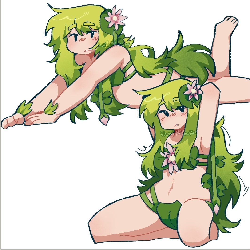 1girls, dryad (terraria), green hair, leaf clothing, plants, sole female, tagme, terraria