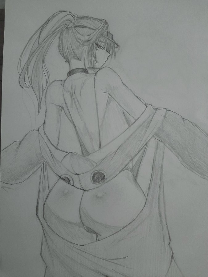 1girls ass ass_focus back back_view backboob cameltoe choker female goddess_of_victory:_nikke looking_at_viewer looking_back looking_back_at_viewer marciana_(marine_study)_(nikke) marciana_(nikke) nikke ponytail pussy sideboob sketch tagme traditional_art traditional_media traditional_media_(artwork) unclothed undressed undressing visor visor_cap wanderzone
