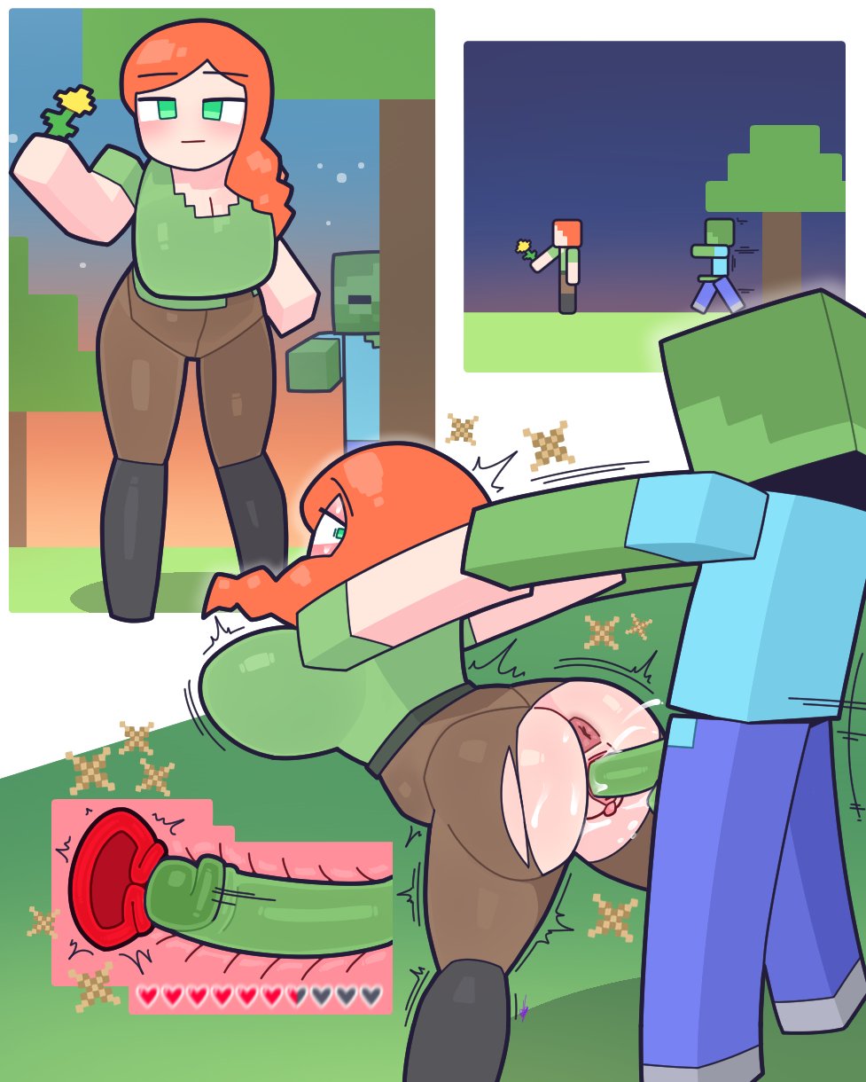 1girls, alex (minecraft), big boobs, big breasts, big tits, boobs, breasts, cock, dick, doggy, doggy position, doggy style, doggy style position, doggy style sex, doggystyle, doggystyle position, eyebrows visible through hair, female, from behind, from behind position, genitals, green eyes, green eyes female, kozatchu, minecraft, monster, no panties, orange hair, orange hair female, penis, pussy, sex, tits, vagina, vaginal, vaginal insertion, vaginal penetration, vaginal sex, woman, zombie, zombie (minecraft)