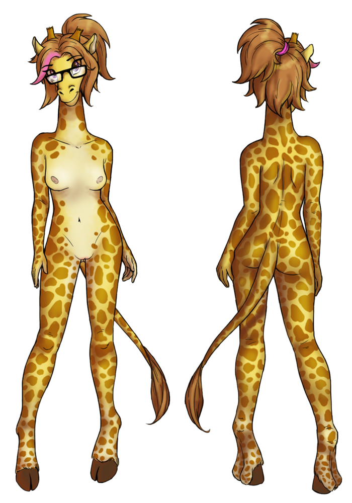 2016 anthro ass celine_louison female giraffe kittyjar mammal pussy rear_view solo