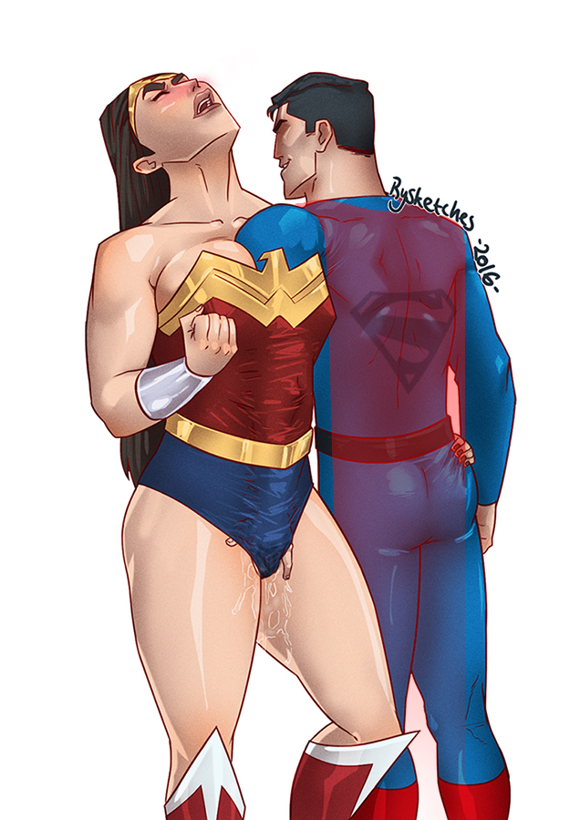 amazon, between breasts, big breasts, breasts, clark kent, cleavage, clenched fist, couple, dc, dc comics, diana prince, excessive pussy juice, female, fingering, fingering through breasts, interspecies, justice league, kal-el, large breasts, light skin, light-skinned female, light-skinned male, male, moaning, muscular, muscular female, pale skin, pale-skinned female, pale-skinned male, pleasure face, pussy, pussy juice, red cape, rysketches, sideboob, skintight, straight, superman, superman (clark kent), superman (series), thick thighs, thighs, wonder woman, wonder woman (series)