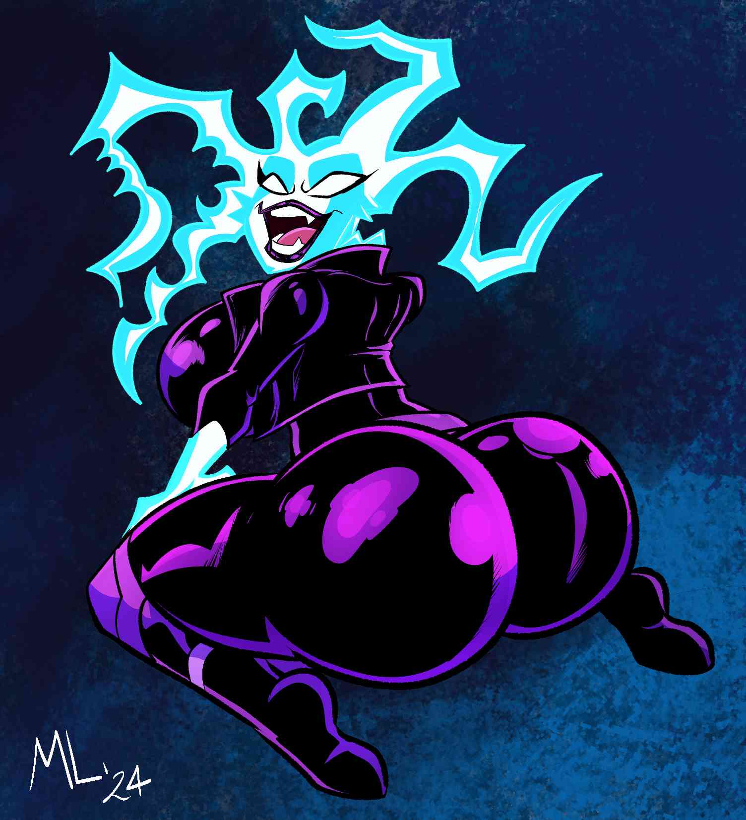 aftershock allison_dillon ameizing_lewds ass_focus back big_breasts evil_grin evil_smile female leather leather_boots leather_clothing looking_at_viewer looking_back marvel marvel_comics massive_ass moon_girl_and_devil_dinosaur on_knees sideboob skin_tight villain