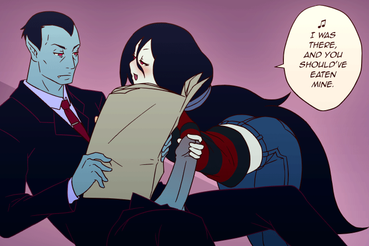 1boy, 1girls, adventure time, animated, breasts, cаrtoon, emotionless, erection, father and daughter, female, handjob, hunson abadeer, incest, male, manyakis, marceline, penis, penis out, smooth animation, speech bubble, sеxy, text, vampire, wide hips