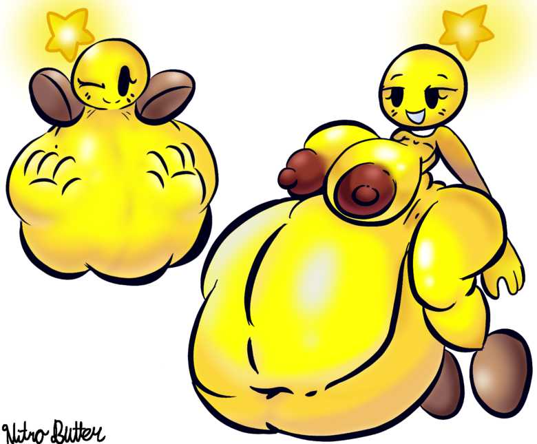 1girls ambiguous_prey ass_expansion ball_with_hyper_features big_ass big_belly big_breasts breast_expansion brown_nipples digested female_pred floating huge_thighs humanization humanized humanoid hyper_belly mario_(series) mario_and_luigi_(series) mysticemerald_(artist) nitrobutter nude nude_female one_eye_closed satisfied_look smile starlow struggling struggling_prey vore vore_belly yellow_body yellow_skin