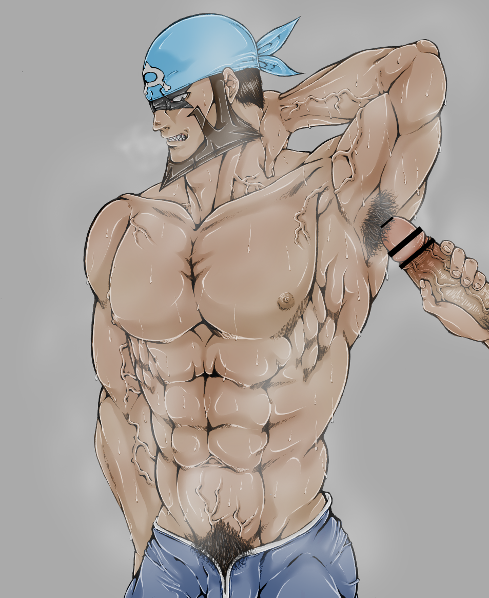 archie_(pokemon) armpit_fetish armpit_hair balls bara beard boner bulge erection facial_hair flaccid gay hand_behind_head headkerchief kuzumochi0609 male male_only muscles muscular musk nintendo penis pokemon shirtless sweat sweating team_aqua