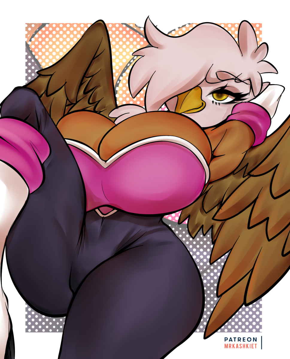 2020 anthro anthrofied avian beak bedroom_eyes big_breasts black_clothing bodysuit breasts brown_body brown_feathers brown_fur cleavage clothed clothing cosplay eyelashes feathered_wings feathers female friendship_is_magic fur gilda_(mlp) gryphon hasbro hi_res huge_breasts looking_at_viewer lying mrkashkiet my_little_pony mythological_avian mythological_creature mythology narrowed_eyes on_back rouge_the_bat rouge_the_bat_(cosplay) seductive sega skinsuit solo sonic_(series) sonic_the_hedgehog_(series) tight_clothing white_body white_feathers wings yellow_beak yellow_eyes