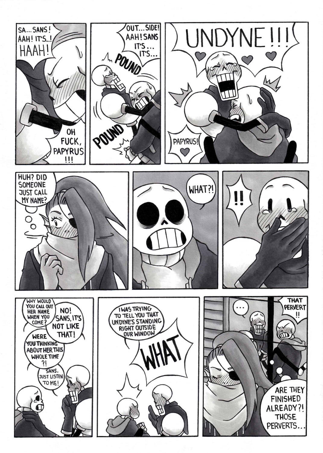 ! animated_skeleton blush bone closed_eyes clothed clothed_sex clothing comic dialogue english_text female fish gay gay_anal gay_incest gay_sex heart incest male marine monochrome papyrus sans sex skeleton sweat text undead undertale undyne unknown_artist video_games yaoi