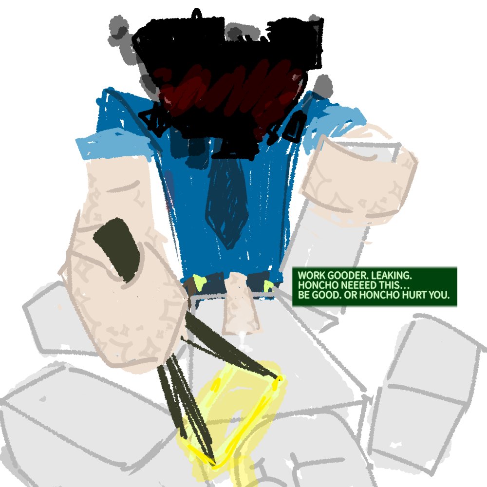 1boy, ambiguous gender, anonymous character, bdsm, blocky body, blush, blush lines, branding, branding iron, censored face, consent, dialogue, dialogue box, doors (roblox), honcho (doors), leaking cum, penis, penis out, praise, praise kink, roblox, roblox game, robloxian, sadism, spread legs, tagme (artist), threatening, threatening with weapon
