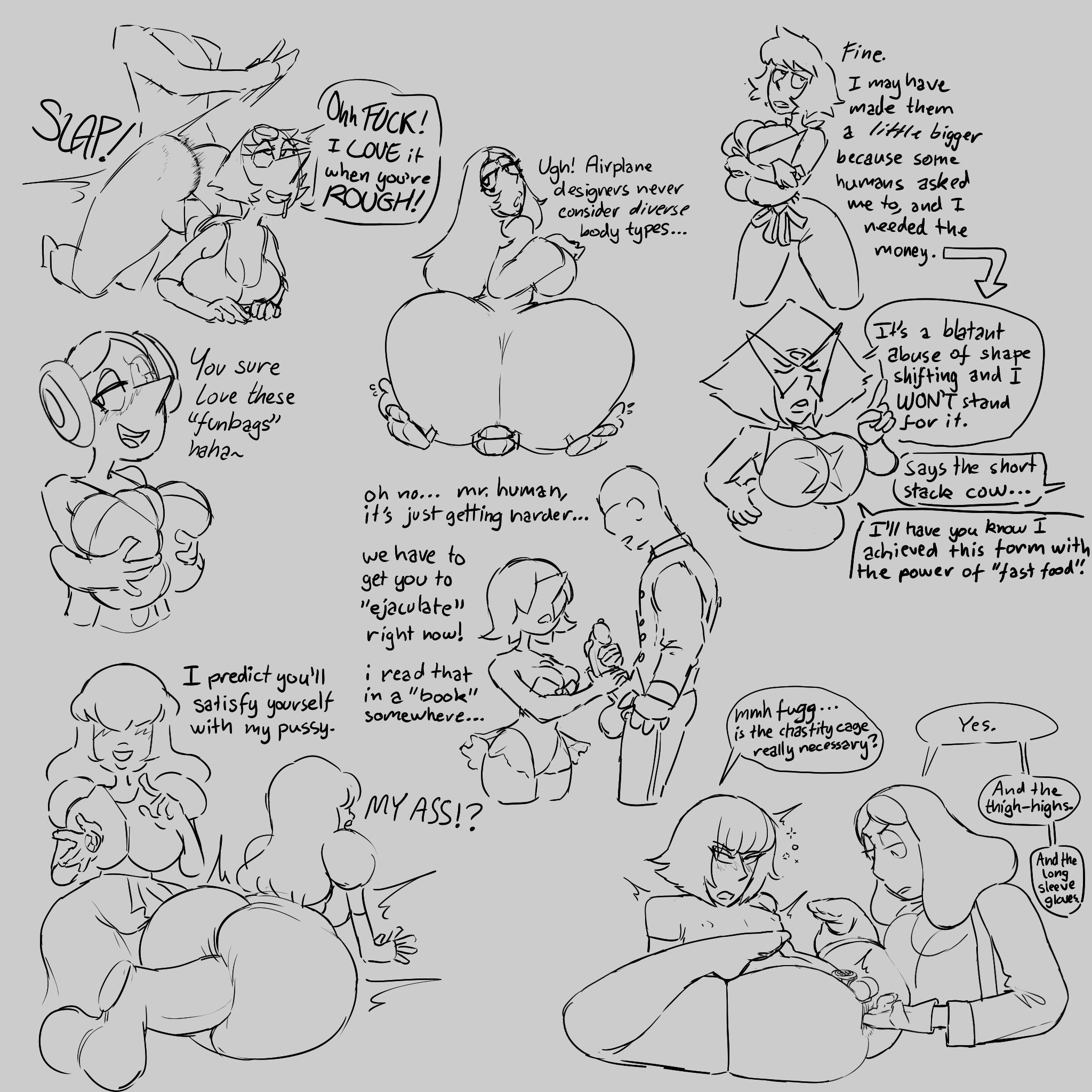 ambiguous penetration, anal penetration, azai, bangs over eyes, big ass, big breasts, blue diamond (steven universe), blue pearl (steven universe), buns, chastity cage, dialogue, drawpile, femboy, groping breasts, handjob, kevin (steven universe), lapis lazuli (steven universe), long gloves, long hair, milf, monochrome, multiple boys, multiple girls, pearl (steven universe), peridot (steven universe), pink pearl (steven universe), priyanka maheswaran, sapphire (steven universe), short hair, shortstack, sitting on person, sketch, smacking ass, speech bubble, steven universe, thighhighs, visor