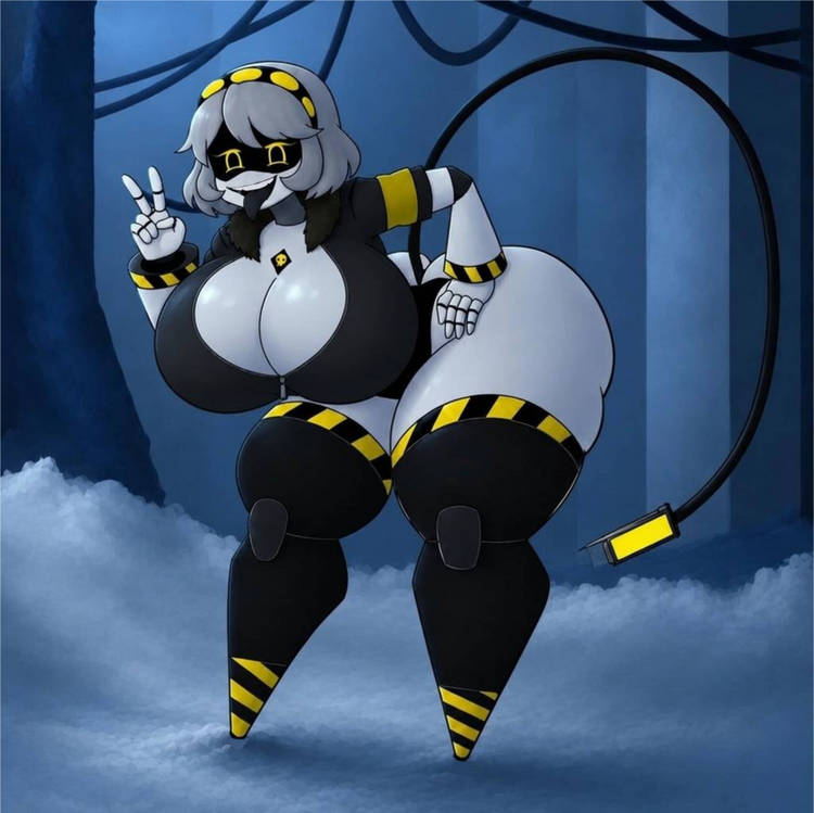 1girls, ass, bare ass, big boobs, big breasts, female, female focus, female only, long tail, murder drones, solo, solo female, solo focus, thick thighs, thighs, v (murder drones), yellow eyes