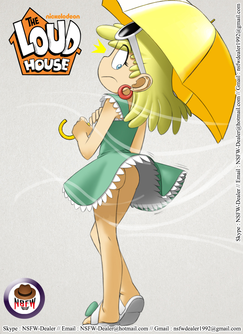 1girls, ass, blonde hair, blue eyes, closed mouth, clothing, dress, earrings, exposed ass, eyelashes, eyewear on head, female, frilled dress, frills, going commando, green dress, grey background, holding umbrella, jewelry, legs, leni loud, long hair, looking down, no panties, sandals, sleeveless, solo, standing, sunglasses, sunglasses on head, the loud house, umbrella, wardrobe malfunction, wind, wind lift