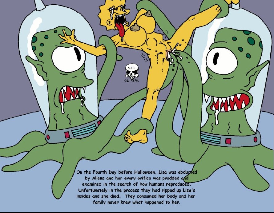 alien alien/human female human imminent_death kang_(simpsons) kodos lisa_simpson male rape straight tears the_fear the_simpsons yellow_body