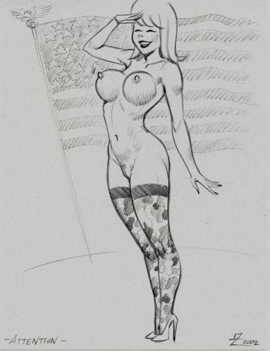 2002 american_flag beetle_bailey julius_zimmerman miss_buxley monochrome nipples pussy tagme