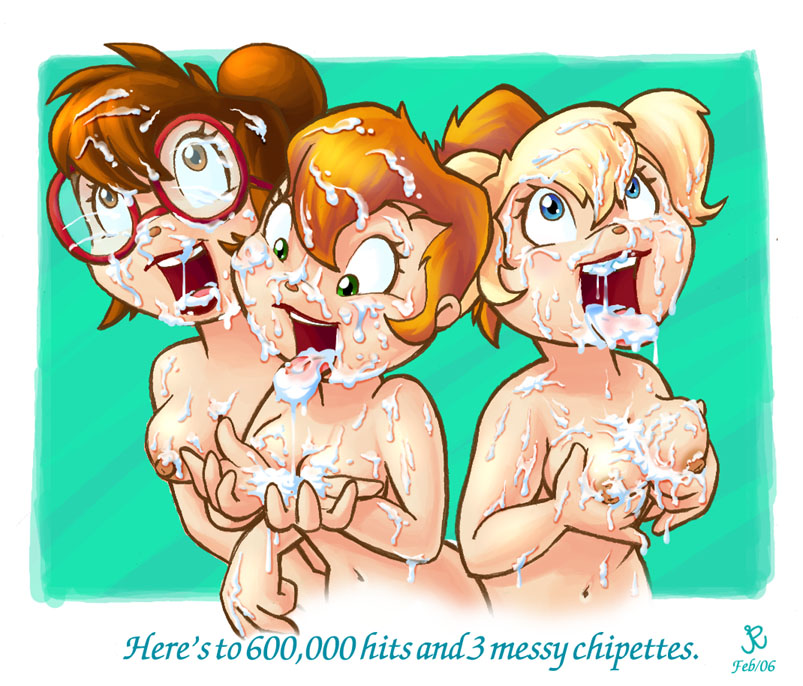 2006 alvin_and_the_chipmunks anthro brittany_miller chipettes covered_in_cum eleanor_miller jeanette_miller joe_randel