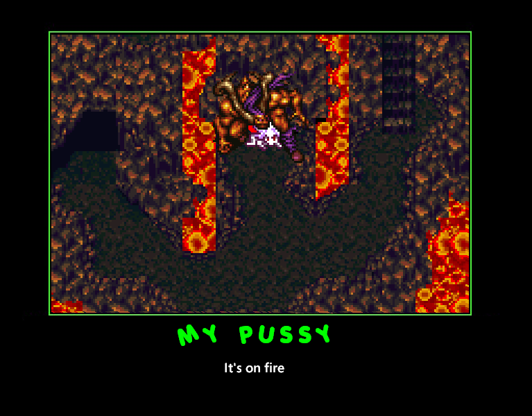 esper esper_terra fake_screenshot female final_fantasy final_fantasy_vi ifrit ifrit_(final_fantasy) male meme motivational_poster pixel_art terra_branford