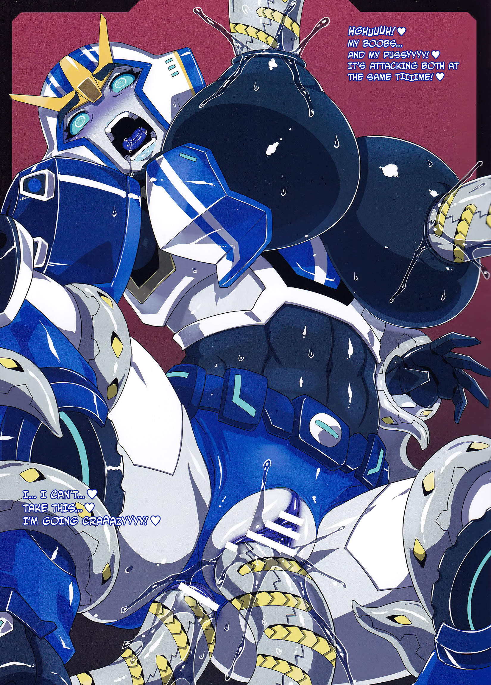 anal, blue eyes, blush, breasts, denkishowgun, female, huge breasts, nipple penetration, pussy, rape, robot, robot girl, strongarm (transformers), tentacle, tentacle rape, transformers, transformers robots in disguise (2015), translated, vaginal penetration