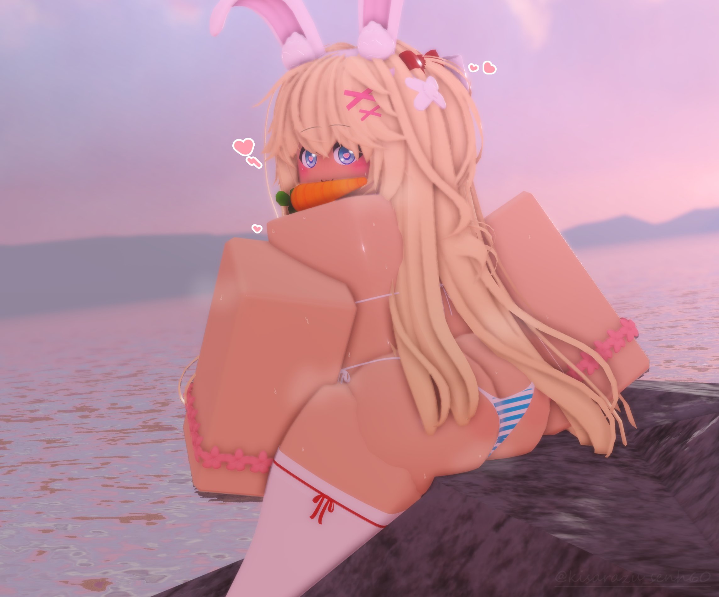 1girls, 3d, back view, behind view, carrot, costume, cute, hi res, highres, kisarazu senh60, rabbit, rabbit ears, rabbit girl, rabbit tail, roblox, robloxian, source request, tagme, thick, thick legs, thick thighs