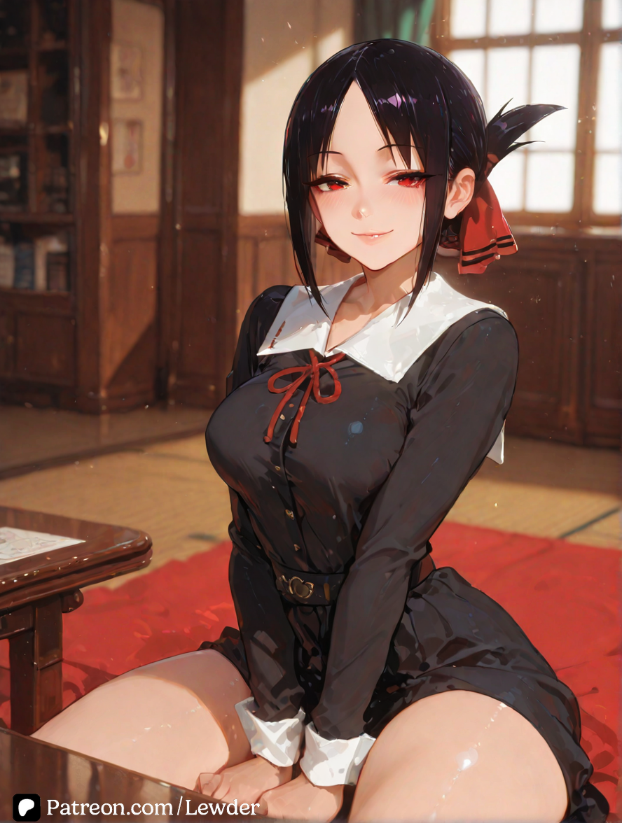 1girls, ai generated, big ass, big breasts, black hair, blush, breasts, closed mouth, clothed female, female, female focus, female on cloth, female only, huge ass, kaguya-sama wa kokurasetai ~tensai-tachi no renai zunousen~, lewder, long hair, looking at viewer, partially clothed, patreon, patreon username, pussy, pussy juice, red eyes, shinomiya kaguya, shiny, shiny hair, shiny skin, sitting, solo, solo female, solo focus, sweat, sweatdrop, sweating, sweaty, thigh highs, voluptuous, voluptuous female