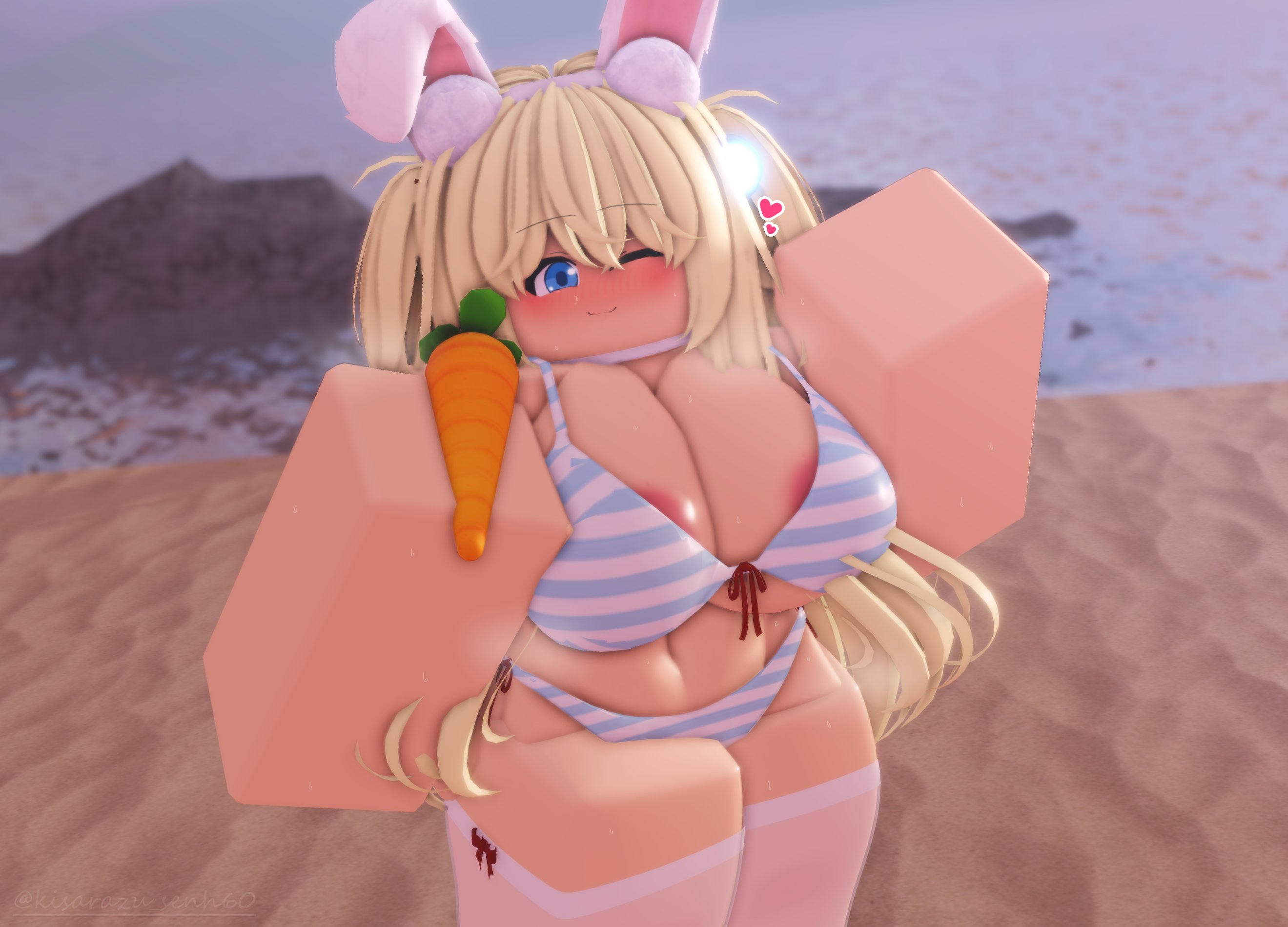 1girls, 3d, areola slip, blush, costume, cute, hi res, highres, huge breasts, kisarazu senh60, rabbit, rabbit ears, rabbit girl, rabbit tail, roblox, robloxian, source request, tagme, thick, thick legs, thick thighs, thin waist