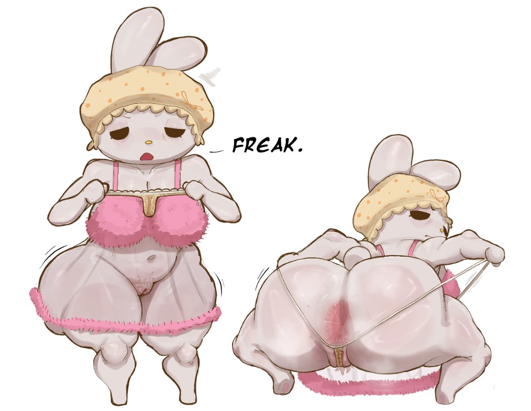 anthrofied, anus, big ass, big breasts, lofasnofa, milf, my melody's mother, presenting hindquarters, pussy, sanrio, skimpy clothes, stubby feet, thick thighs, wide hips