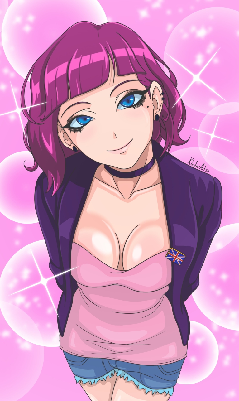 2d, alt girl, amelia (pathways), british, british female, choker, cleavage, female, female focus, female only, kladexart, pathways (game), tagme