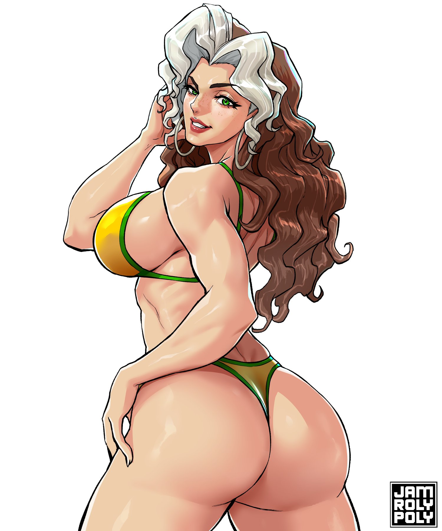 2d, ass, athletic, athletic female, big ass, big boobs, big breasts, big butt, big tits, bikini, boobs, bra, breasts, brunette, butt, clothed, curvaceous, curvaceous body, curvaceous female, curvaceous figure, curvaceous hips, curvy, curvy body, curvy female, curvy figure, earring, earrings, fat ass, fat butt, female, female focus, female only, fully clothed, hips, jamrolypoly, long hair, marvel, marvel rivals, panties, rogue (marvel rivals), rogue (x-men), sideboob, solo, superhero, superheroine, thick, thick ass, thick butt, thick hips, thick thighs, tits, wide hips