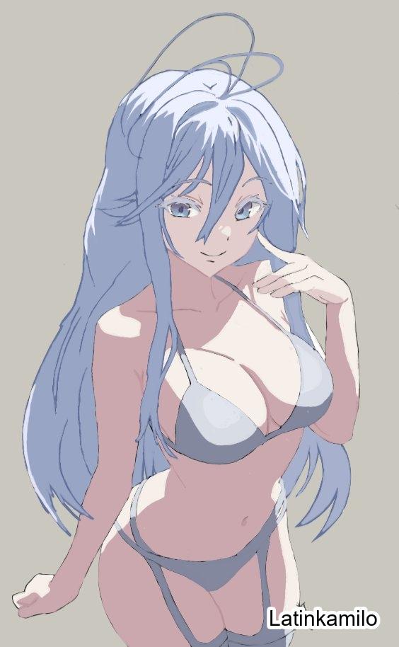 1girls, 2d, 2d (artwork), 2d artwork, 86 -eightysix-, adult, adult female, antenna hair, bare arms, bare belly, bare chest, bare hands, bare hips, bare midriff, bare navel, bare shoulders, bare skin, bare thighs, belly, belly button, big breasts, blue eyes, blue-eyed female, bra, breasts, busty, busty female, busty girl, cleavage, closed mouth smile, collarbone, curvaceous, curvaceous body, curvaceous female, curvaceous figure, curvaceous hips, curvy, curvy body, curvy female, curvy figure, curvy hips, digital, digital art, digital drawing, digital drawing (artwork), digital media, digital media (artwork), elbows, exposed arms, exposed belly, exposed chest, exposed hips, exposed midriff, exposed navel, exposed shoulders, exposed skin, exposed thighs, female, female focus, female only, fingers, garter belt, garter straps, gray background, gray bra, gray garter belt, gray garter straps, gray legwear, gray panties, gray stockings, gray thigh highs, gray thighhighs, gray underwear, grey background, grey bra, grey garter belt, grey garter straps, grey legwear, grey panties, grey stockings, grey thigh highs, grey thighhighs, grey underwear, groin, hair between eyes, high resolution, highres, hourglass figure, large boobs, large breasts, latinkamilo, lean figure, legwear, long hair, looking at viewer, looking up, looking up at viewer, mature, mature female, midriff, narrow waist, navel, panties, shoulders, sidelocks, simple background, slender body, slender waist, slim waist, smile, smiley face, smiling, smiling at viewer, solo, standing, stockings, thick thighs, thigh highs, thighhighs, thighs, underwear, underwear only, upper body, vladilena millize, white eyebrows, white hair, white-haired female, wide hips