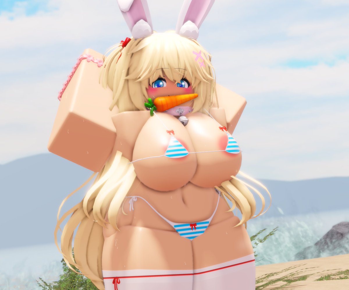 1girls, 3d, areola slip, bikini, costume, cute, hi res, highres, huge breasts, kisarazu senh60, rabbit, rabbit ears, rabbit girl, rabbit tail, roblox, robloxian, source request, tagme, thick, thick legs, thick thighs, thin waist