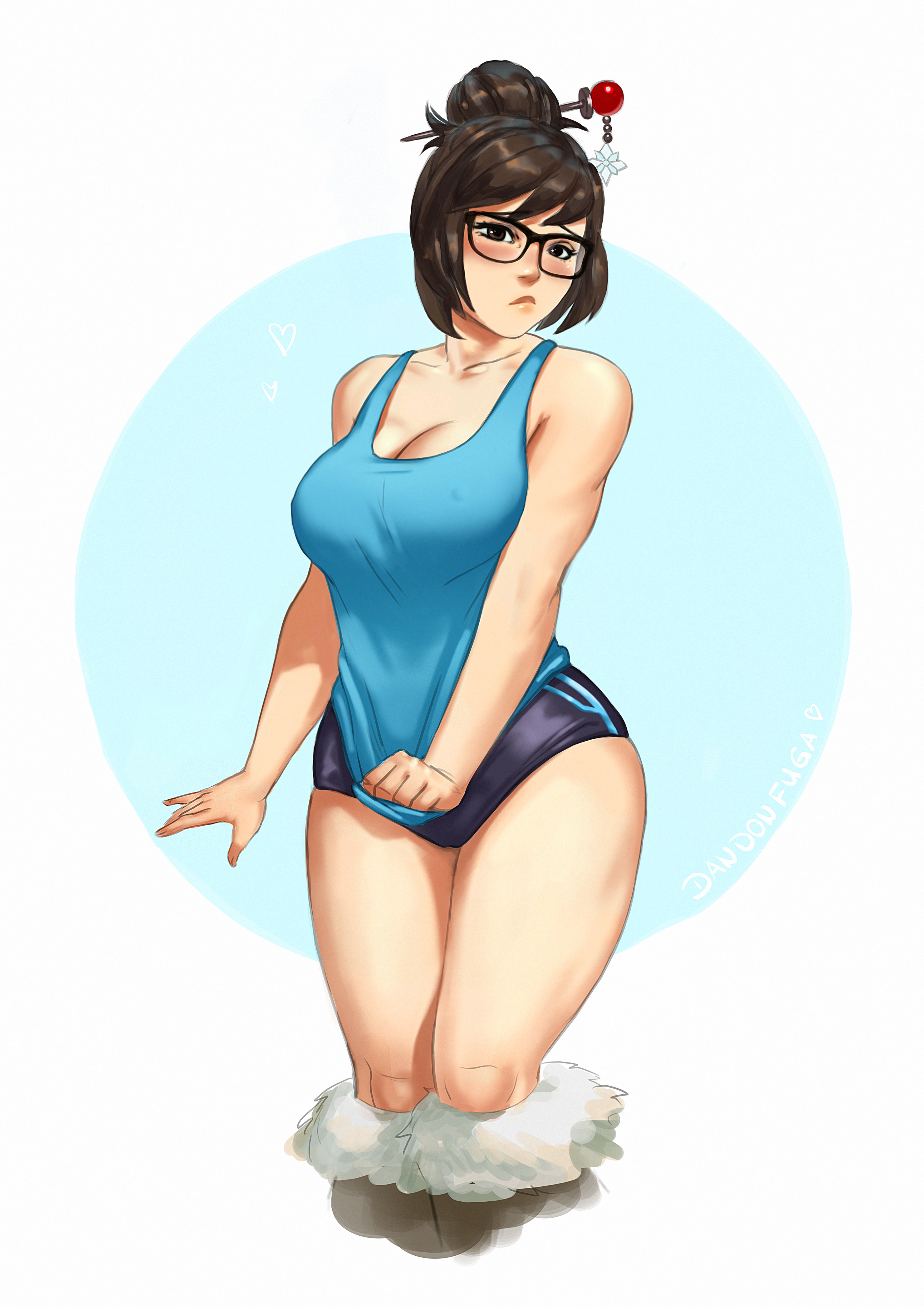 blizzard entertainment, chubby, clothed female, curvy, dandon fuga, eyewear, female, female only, glasses, human, mei (overwatch), overwatch, solo, thick thighs, wide hips