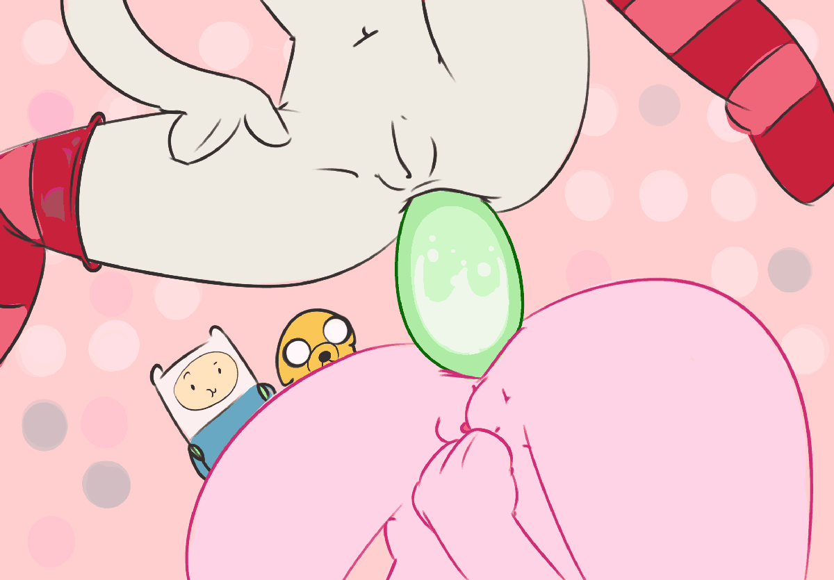 2boys, 2girls, 3 fingers, adventure time, anal, anal double dildo, anal insertion, animated, anus, ass to ass, clitoris, dildo, female, finn the human, grey skin, hairless pussy, jake the dog, male, marceline, masturbation, musikalgenius, navel, penetration, pink skin, plump labia, princess bubblegum, pussy, sex toy, spread legs, stomach bulge, thighhighs, voyeur, watching, yuri, yuri with male audience