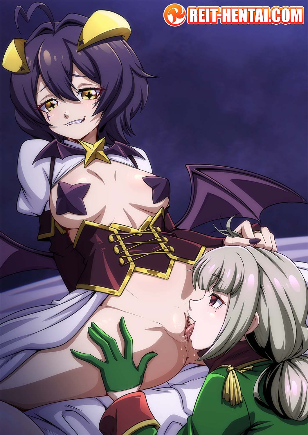 2girls, araga kiwi, clothed, dominant, dominant female, female only, female/female, half clothed, hiiragi utena, lesbian sex, licking pussy, magia baiser, mahou shoujo ni akogarete, reit, short hair, tagme, watermark, yuri