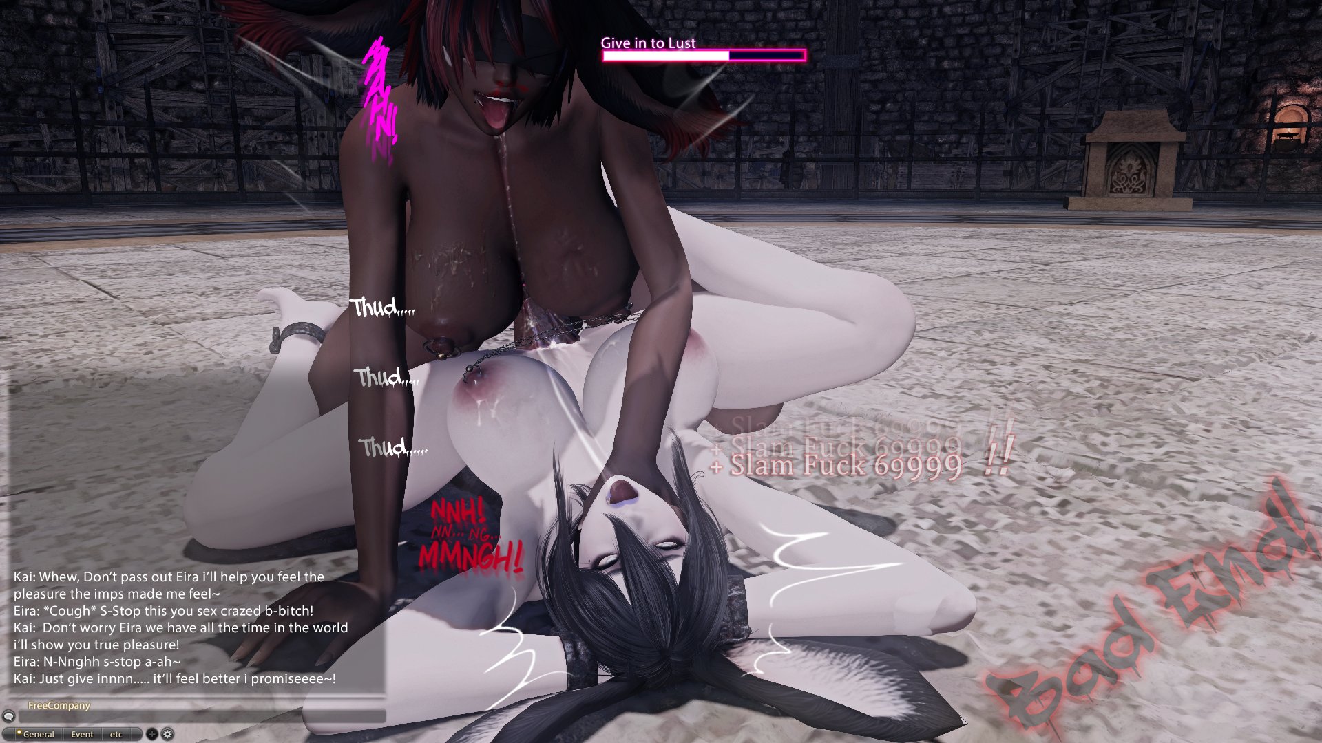 3d, anonorenk, bad end, blindfold, choking, cum inside, cutebuneira, dark-skinned female, final fantasy, final fantasy xiv, futa on female, futadom, futanari, gpose (ffxiv), gpose(ffxiv), mating press, mind control, mindbreak, on back, on floor, rape, raped by futa, raped female, rough sex, rough sketch, saliva, saliva trail, tagme