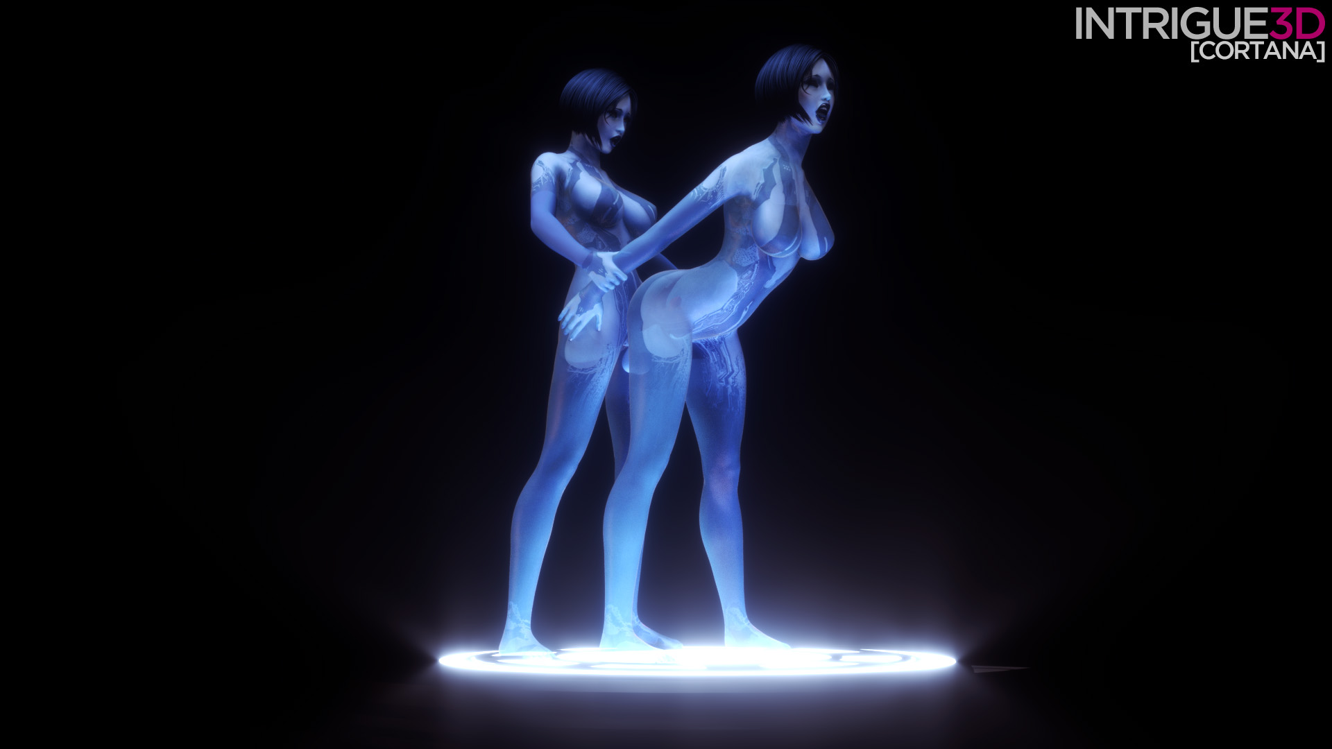 1futa, 1girls, 2016, 3d, artificial intelligence, balls, blue, breasts, clone, cortana, cortana v2, dark skin, dark-skinned futa, dickgirl, erection, female, female focus, futa on female, futa sans pussy, futanari, halo (series), halo 4, intersex, intrigue3d, large breasts, nippleless, nude, penetration, penis, pussy, selfcest, sex, taint, vaginal penetration, wide hips